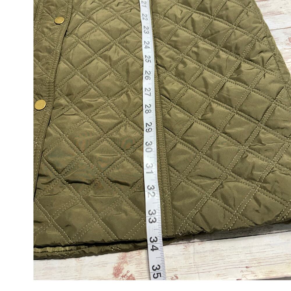 Talbots Petite Quilted Full Zip Button Barn Jacket Coat Size XLP XL Olive Green - Picture 6 of 6